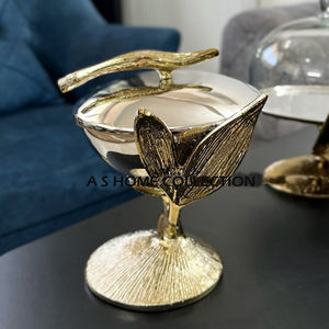 Tazón de Metal de diseño hecho a mano elegante con mango en forma de flores de acero inoxidable para Decoración de mesa, tazón para servir para dátiles de Chocolate - Product Image 6