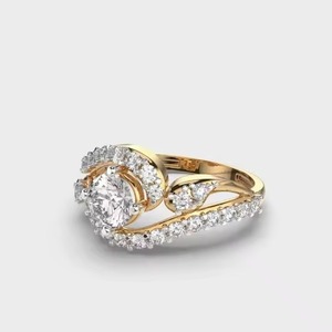 Elegante anillo de compromiso romántico de oro macizo de 14 quilates con diamante cultivado en laboratorio para bodas, aniversarios, fiestas, joyería fina - Product Image 2