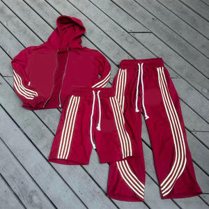 Conjunto de Sudadera y Pantalones Deportivos Personalizados, 100% Algodón, Felpa Francesa, Sudadera con Capucha, Corte Holgado para Hombre, Chándal a Rayas para Hombre - Product Image 3