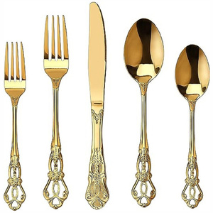 Fabricantes de cubiertos indios en la India Elegante cuchillo de metal de acero inoxidable Tenedor Cuchara Juego de cubiertos para fines de boda - Product Image 1