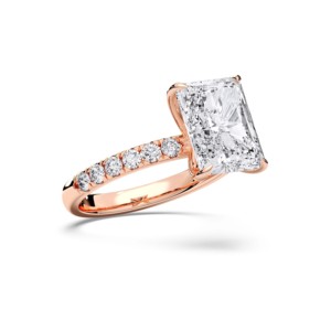 Venta al por mayor 5,50 Ct Radiant Cut & Cut Moissanite Diamond Solitaire Accent Anillo de compromiso Sólido 925 Plata y oro para ella - Product Image 4