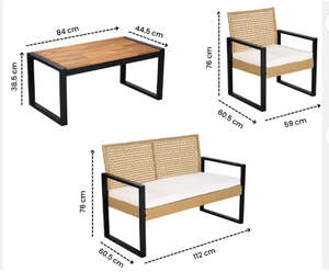 Ensemble de mobilier d'extérieur moderne en rotin 4 pièces de haute qualité pour jardin, patio, hôtel, école, appartement, salon - Product Image 6