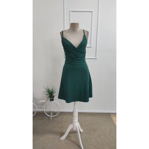 Robe courte scintillante à col cache-cœur et bretelles pour femme, 35177 - Émeraude - Product Image 4