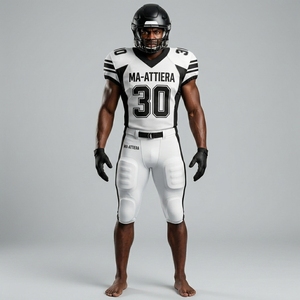 Custom White Black American Football Jersey <b>Padded</b> <b>Pants</b> Team Uniform Number 30 OEM ODM Wholesale Sportswear - Product Image 1