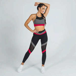 Breathable Women's Gym Wear <b>Set</b> Custom Solid Pattern <b>Sports</b> <b>Bra</b> <b>and</b> <b>Leggings</b> Drawstring Closure Fitness Yoga <b>Set</b> - Product Image 2