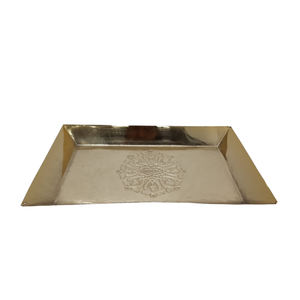 Bandeja DE SERVICIO DE METAL redonda elegante moderna con acabado dorado hecho a mano para restaurantes, hoteles, bandejas de mesa para servir alimentos - Product Image 4