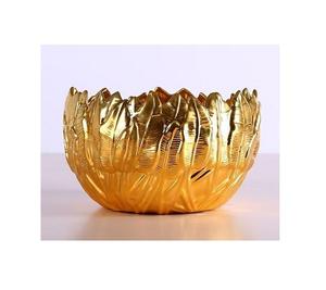 Bol de service écologique en aluminium poli argenté et doré, design feuille, pour fruits secs, chocolats, usage hôtelier - Product Image 2