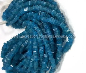 4mm 5mm Natural Neon Blue Apatite Smooth <b>Heishi</b> Square Gemstone <b>Beads</b> Strand Wholesale Factory Price From Manufacturer Online - Product Image 2