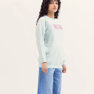 Las mejores tendencias, bordado de alta calidad, logotipo personalizado, sudaderas de cuello redondo en blanco, sudaderas informales transpirables de algodón de gran tamaño para mujer - Product Image 3