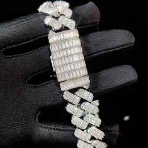 Lujosa cadena de eslabones cubanos de diamantes de moissanita simulada con Baguette helado completo en joyería de plata esterlina 925 de moda - Product Image 3