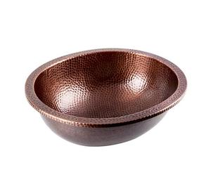 Évier en cuivre martelé de conception tendance forme ronde et évier de bassin de taille personnalisée pour l'utilisation de salle de bain et de cuisine - Product Image 4