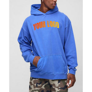 Sweat-shirts surdimensionnés personnalisés de haute qualité OEM, vêtements d'entraînement, sweat-shirt bleu personnalisé en coton, pull-over pour homme, sweat-shirt uni en tissu polaire - Product Image 4