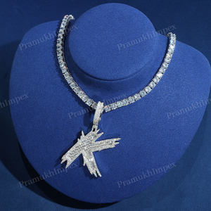 Custom Wholesale 925 Silver Moissanite Diamond Pendant <b>Initial</b> Letter Design Hip Hop Style <b>Gold</b> Plated Rapper Jewelry for Party - Product Image 3