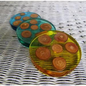 Posavasos con incrustaciones de madera y resina hechos a mano con acabado de lujo, perfectos para mesa de comedor, mesa de centro y decoración del hogar - Product Image 2