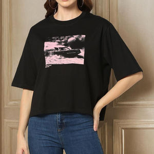 Camiseta de Mujer al por Mayor del Mejor Fabricante de Pakistán, Camiseta Holgada de Manga Corta, Camiseta Deportiva Cuadrada - Product Image 1