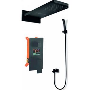 Juego de Grifería Termostática Digital para Ducha, Color Negro Mate, Cabezal de Ducha Rectangular en Cascada, Empotrado, Compra al por Mayor, Proveedor Global - Product Image 6