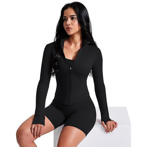 Veste de yoga à manches longues pour femmes, haut d'entraînement zippé, coupe ajustée, évacuation de la transpiration, essentiel pour le printemps et l'automne - Product Image 2