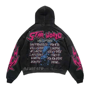 Ensemble survêtement décontracté unisexe en coton 100% pour homme, sweat-shirt à capuche délavé au soleil, ensemble 2 pièces, style ample, options grandes tailles pour l'hiver - Product Image 3