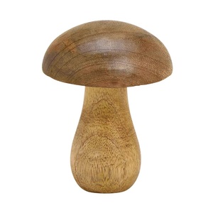 Centro de mesa de madera tallada en forma de seta con diseño minimalista y apariencia terrosa suave, ideal para casas rústicas modernas - Product Image 2