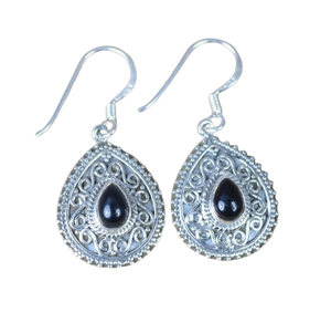 Handmade Classical Earrings 925 <b>Solid</b> <b>Silver</b> Jewelry For Women 925 Sterling <b>Silver</b> Black Onyx Gemstone Boho Style Earrings - Product Image 1