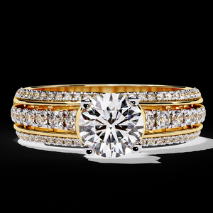 Premium 0.80 Carat Lab Grown Diamond Wide Band <b>Ring</b> in Gold Statement Design Fine Jewelry - Product Image 1
