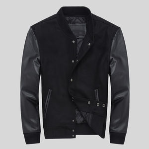 Veste d'université matelassée à logo personnalisé pour hommes, équipe collégiale ou scolaire, veste d'hiver Letterman en laine avec manches en cuir - Product Image 1