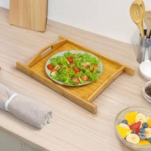 Plateaux à dessert en bois de qualité supérieure les plus vendus élégant plateau de service en bois de bambou avec poignées latérales - Product Image 2