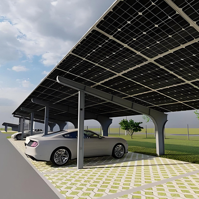 Hot Sale Waterproof Photovoltaic Panel Steel Solar Mounting System for Car Parking Shed Solar Carport 12-Year Warranty 25-Year