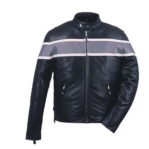 Chaqueta de Motociclista de Piel de Oveja Genuina HMB-0428A, Cortavientos, con Cuello en V, Estilo Universitario, Acolchada, para Invierno, Servicio OEM - Product Image 2