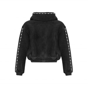 Streetwear avec logo personnalisé Sweats à capuche décontractés avec perles Strass lourds Sweat à capuche oversize Boxy de haute qualité Sweat à capuche en gros - Product Image 4