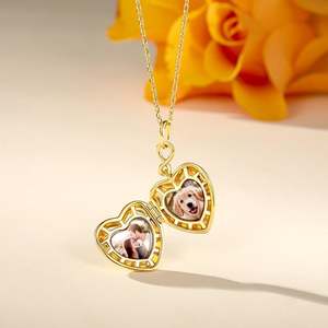 Collar con Medallón Personalizado con Foto de Corazón Jeulia con Diamante y Perla de Piedra Natal - Product Image 6