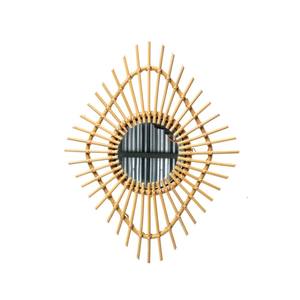 Espejo de Pared Decorativo Redondo de Ratán, Acabado Ecológico y Sostenible, Ideal para Decoración del Hogar y Decoración de Interiores al por Mayor - Product Image 3