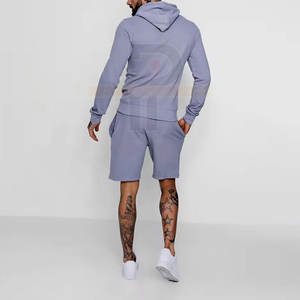 Alta calidad transpirable invierno algodón Jogging gimnasio chándal corto 2 piezas conjunto recién llegado personalizado al por mayor hombres Sudadera con capucha Casual - Product Image 4