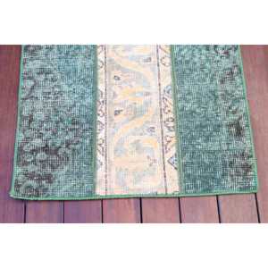 Tapis turc vintage, tapis de 2x3,8 pieds, tapis oriental en laine verte - Product Image 5
