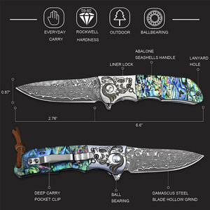 Couteau pliant en acier de Damas, couteau de poche pliant professionnel de petite taille pour l'extérieur, vente en gros, design 2025, couteaux de camping en plein air - Product Image 5