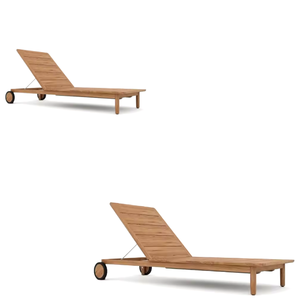 Chaise longue en teck avec roulettes pour extérieur - Product Image 3