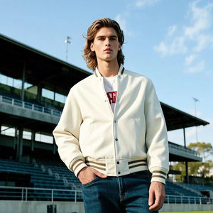 Personnaliser le Crop Varsity Jacket Hommes Ras Du Cou Boutonné Varsity Jacket Hommes Baseball Varsity Jackets Hommes - Product Image 5