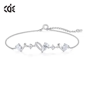 CDE CZYB014 925 fini in argento Sterling Designer gioielli cuore ciondoli bracciale all'ingrosso zircone per sempre amore donne bracciale cuore