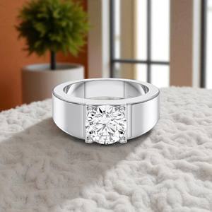 Anillo de Compromiso Solitario con Diamante Moissanite de Corte Redondo de 2.00 Quilates E-F/VVS-VS, Engastado en Plata - Product Image 3