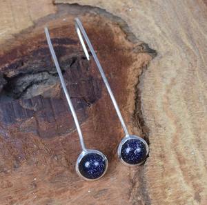 Pendientes de moda de piedra solar de Color azul de Plata de Ley 925, pendientes de piedras preciosas de piedra natal de junio, joyería hecha a mano, regalo para ella - Product Image 3