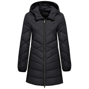 Abrigo largo acolchado de Color negro Palin de alta calidad para mujer, logotipo personalizado, tela transpirable, relleno de algodón, chaqueta Parka ultra cálida - Product Image 1