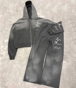 ชุดวอร์มสองชิ้นมีฮู้ดและกางเกงขาบานแบบวินเทจขายดี2025 - Product Image 1