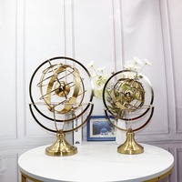 Fabricant de Métal Astrolabe Antique Sphère en Laiton Globe Armillaire de Table Unique avec Carte du Monde Nautique Base en Métal Marron