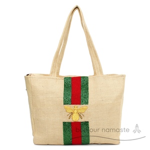 Borsa a tracolla in tela tinta unita di lusso con chiusura a cerniera stile Beige bohémien & Vintage - Product Image 4