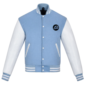 Veste universitaire personnalisée en toile de laine 100% de couleur unie pour hommes, respirante, confortable, col montant, doublure en polyester, bas quantité minimale de commande usine - Product Image 1