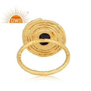 Meilleure vente Bague empilable en argent sterling plaqué or 18 carats avec pierre précieuse lapis-lazuli naturelle Fabricant de bijoux personnalisé - Product Image 4