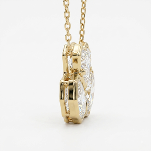 Pendentifs Breloques en Or Jaune 18K Classique avec Diamant de Laboratoire Certifié IGI, Taille Cœur, Ovale et Marquise, Sertissage Antique en Bezel - Product Image 2