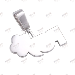 Pendentif FOV personnalisé avec motif de fleur bleue glacé en diamants étincelants Collier de déclaration de bijoux Hip Hop personnalisé unique - Product Image 5