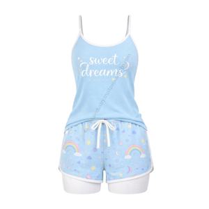 Conjunto de descanso y dormir para mujer RTS Dream Soft Samavia – Bonito conjunto de camiseta sin mangas y pantalones cortos con estampado |   Fabricantes de Pedidos al por Mayor OEM - Product Image 5