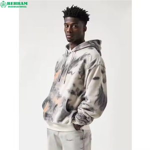 Fabricants personnalisés Distressed Streetwear Pullover hoodies 450 GSM Heavy Weight French Terry Tye Die Animated printed Hoodie - Product Image 4